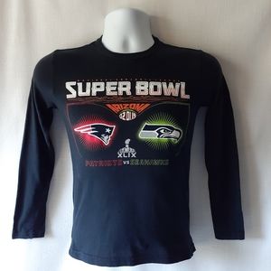NFL Super Bowl XLIX boy's black long-sleeve t-shirt size S